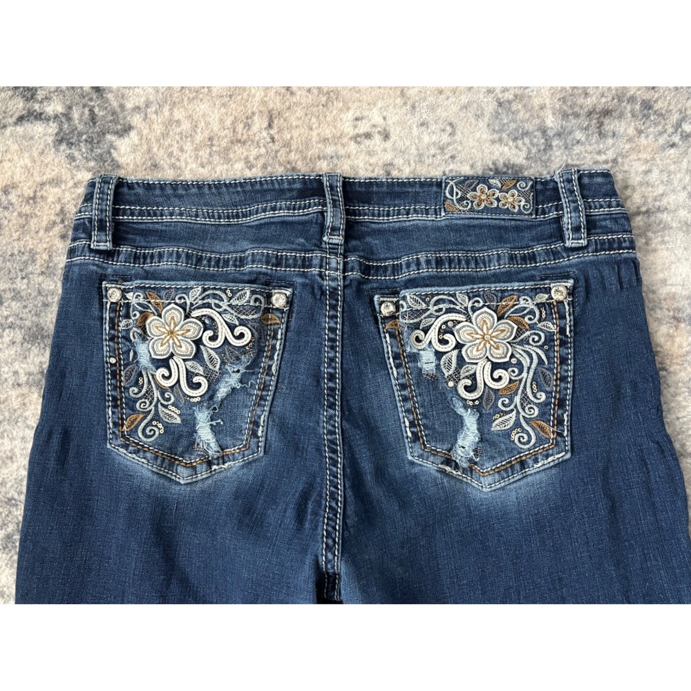 Miss Me Dark Indigo Boot Cut Jeans with Fading - Picture 6 of 13